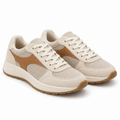 Women's Oatmeal Mixed-Material Retro Sneakers