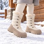 Women's Quilted Lace-Up Platform Snow Boots