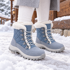 Women's Dusty-Blue Faux-Fur Lace-Up Snow Boots
