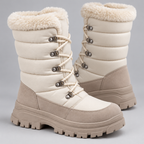 Women's Quilted Lace-Up Platform Snow Boots