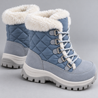 Women's Dusty-Blue Faux-Fur Lace-Up Snow Boots