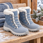 Women's Dusty-Blue Faux-Fur Lace-Up Snow Boots